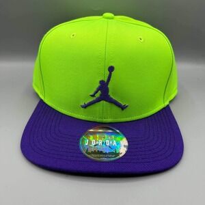 Air Jordan True Hat Men Green Purple Embroidered Logo Jumpman Snap Back Cap New
